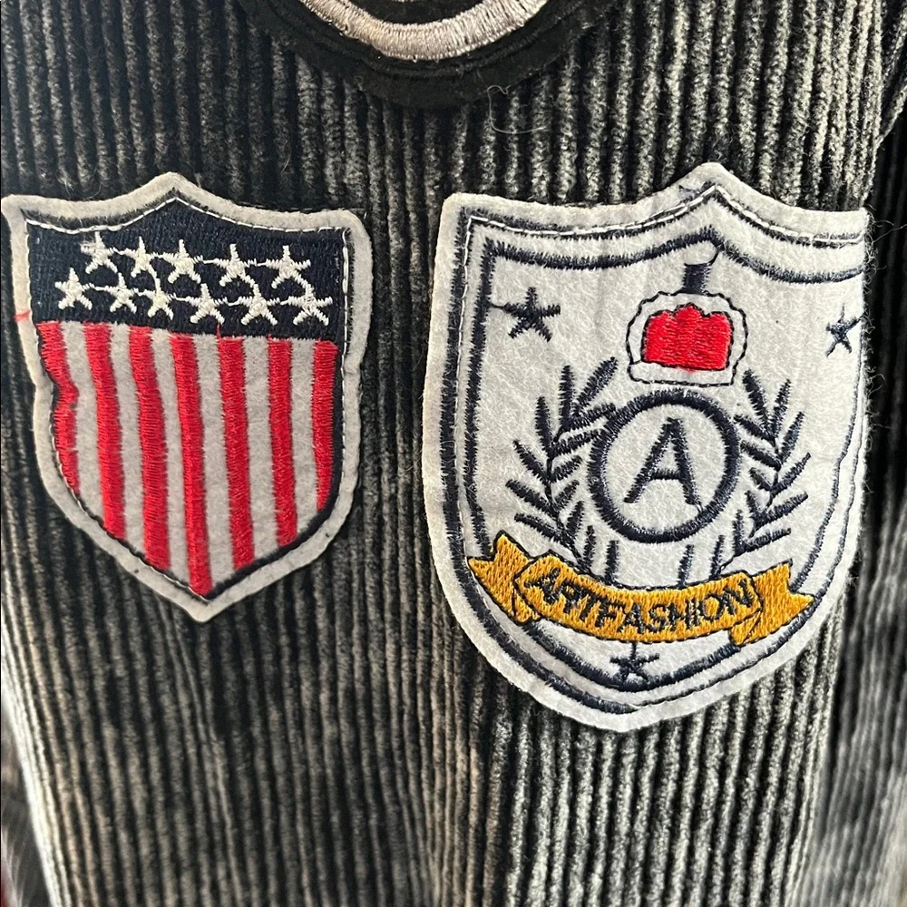 POL Kennedy Military Black Corduroy Jacket Vintage Patch detail & Pockets Size L - Picture 8 of 17